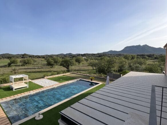 Sunset over fig and olive trees on a 22,000 sqm property in Mallorca