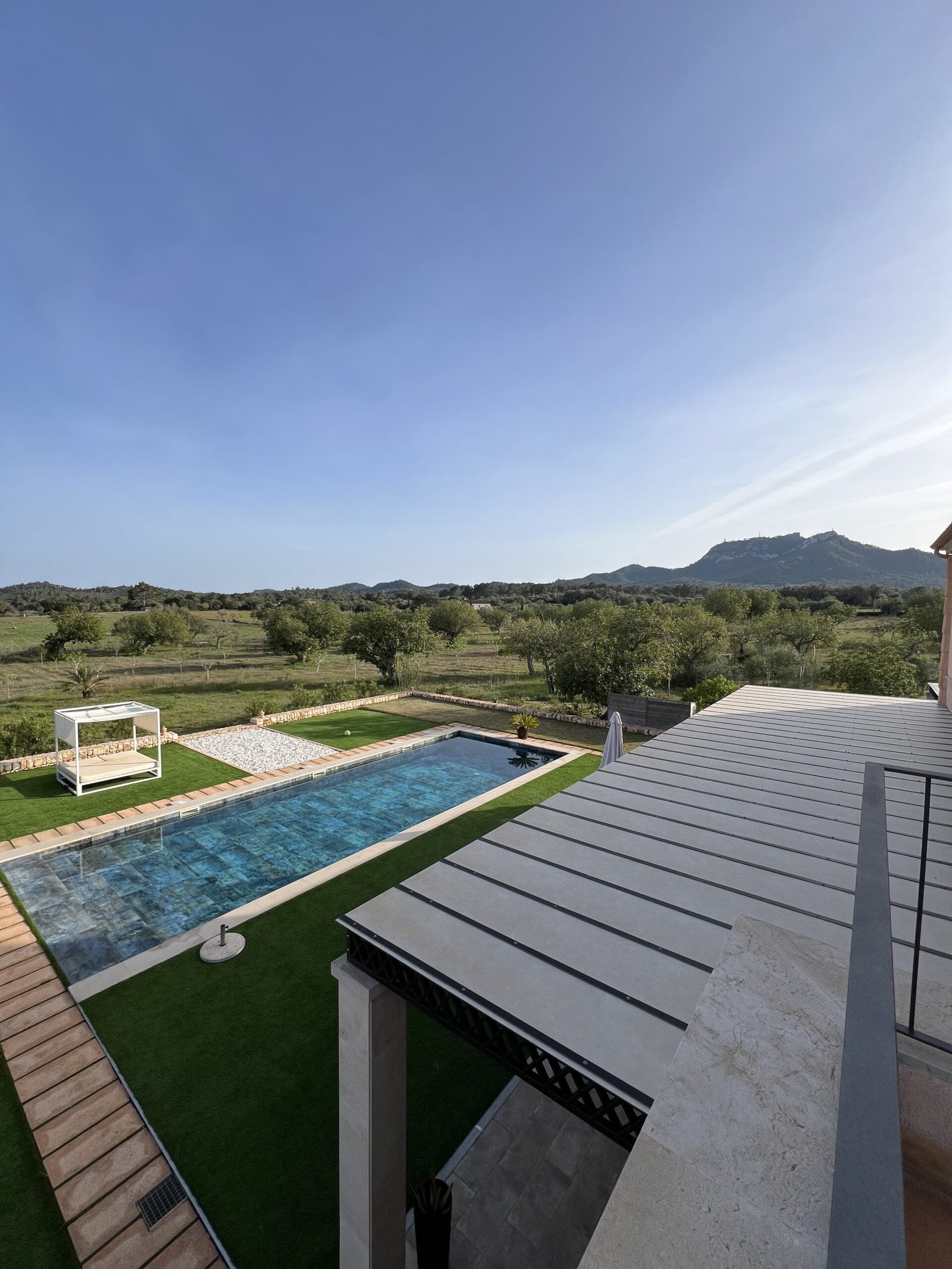 Sunset over fig and olive trees on a 22,000 sqm property in Mallorca