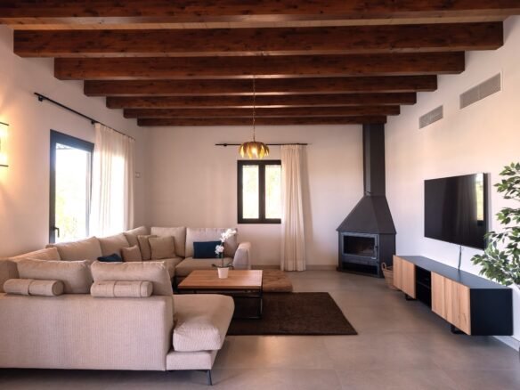 Lush garden with fruit trees on a large finca available for rent in Mallorca